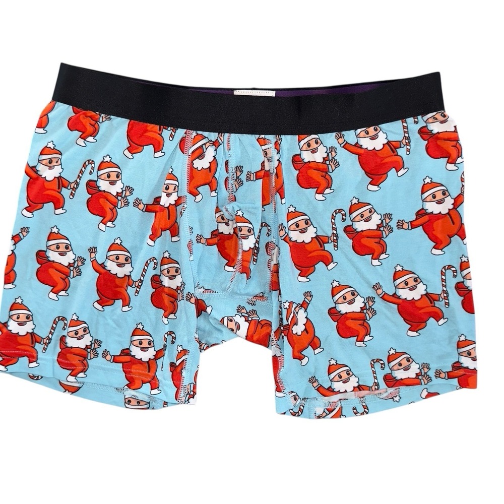 MeUndies Mens Medium‎ Blue Christmas Red Santa Modal Boxer Briefs NWOT